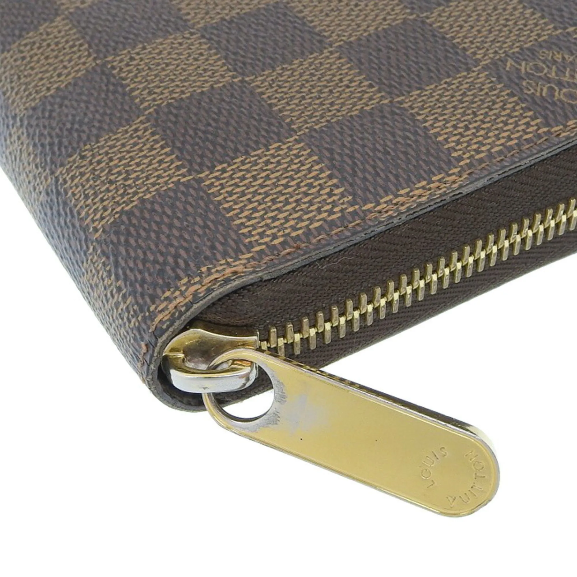 LOUIS VUITTON Zippy Wallet Long N41661 Damier Canvas Brown MI2156 Unisex