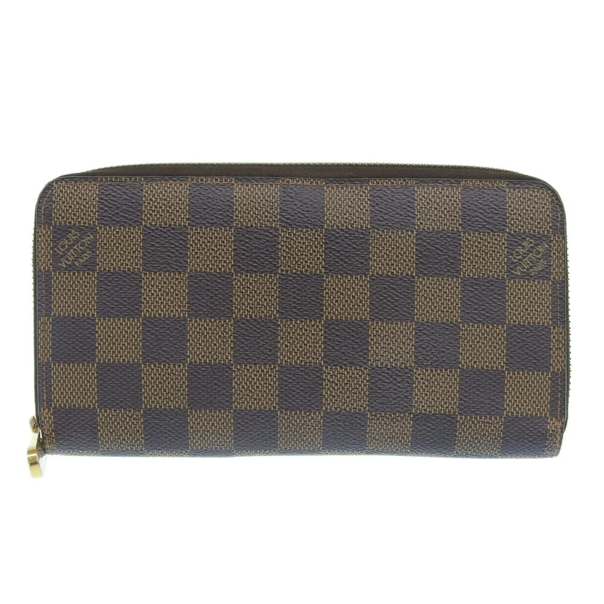 LOUIS VUITTON Zippy Wallet Long N41661 Damier Canvas Brown MI2156 Unisex