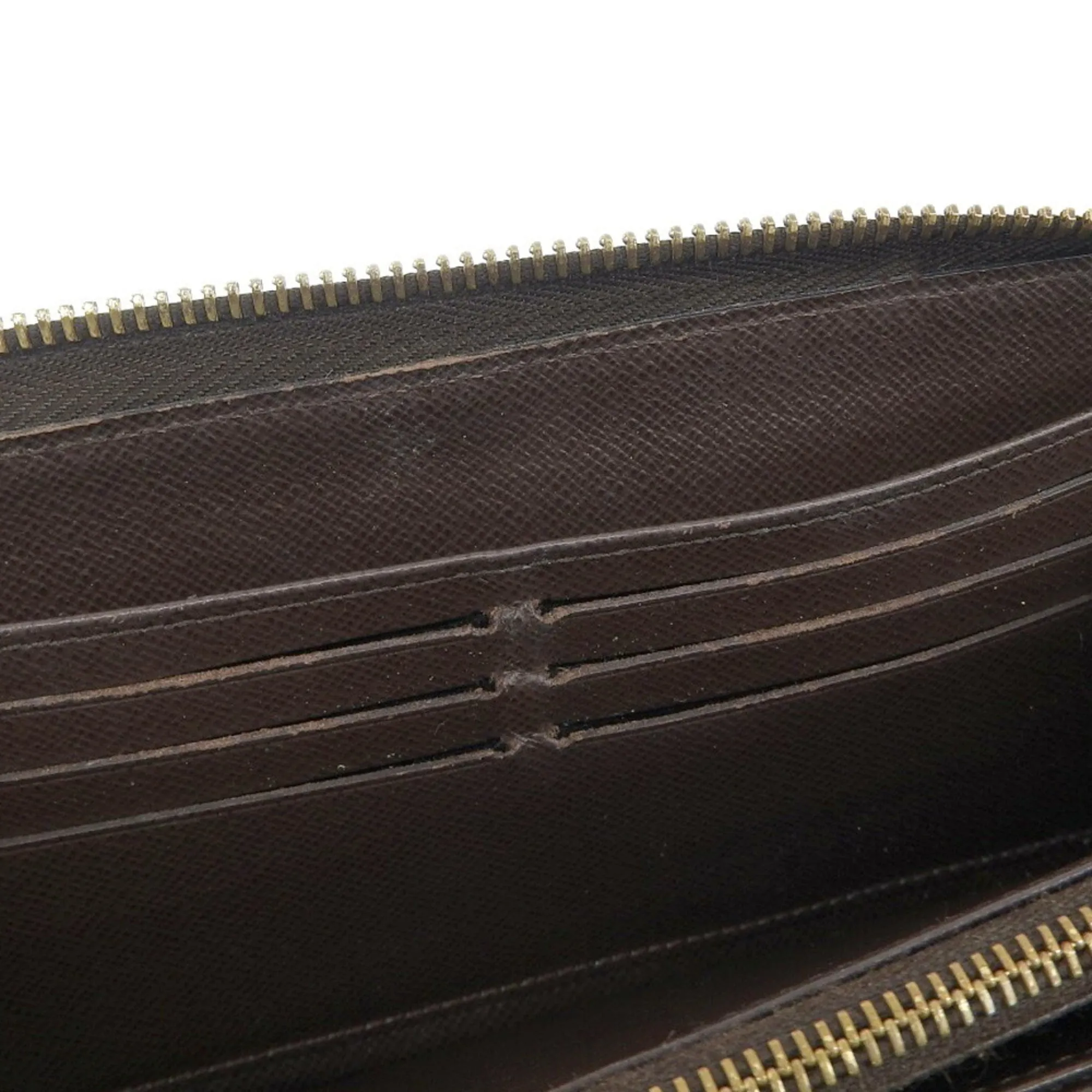 LOUIS VUITTON Zippy Wallet Long N41661 Damier Canvas Brown MI2156 Unisex