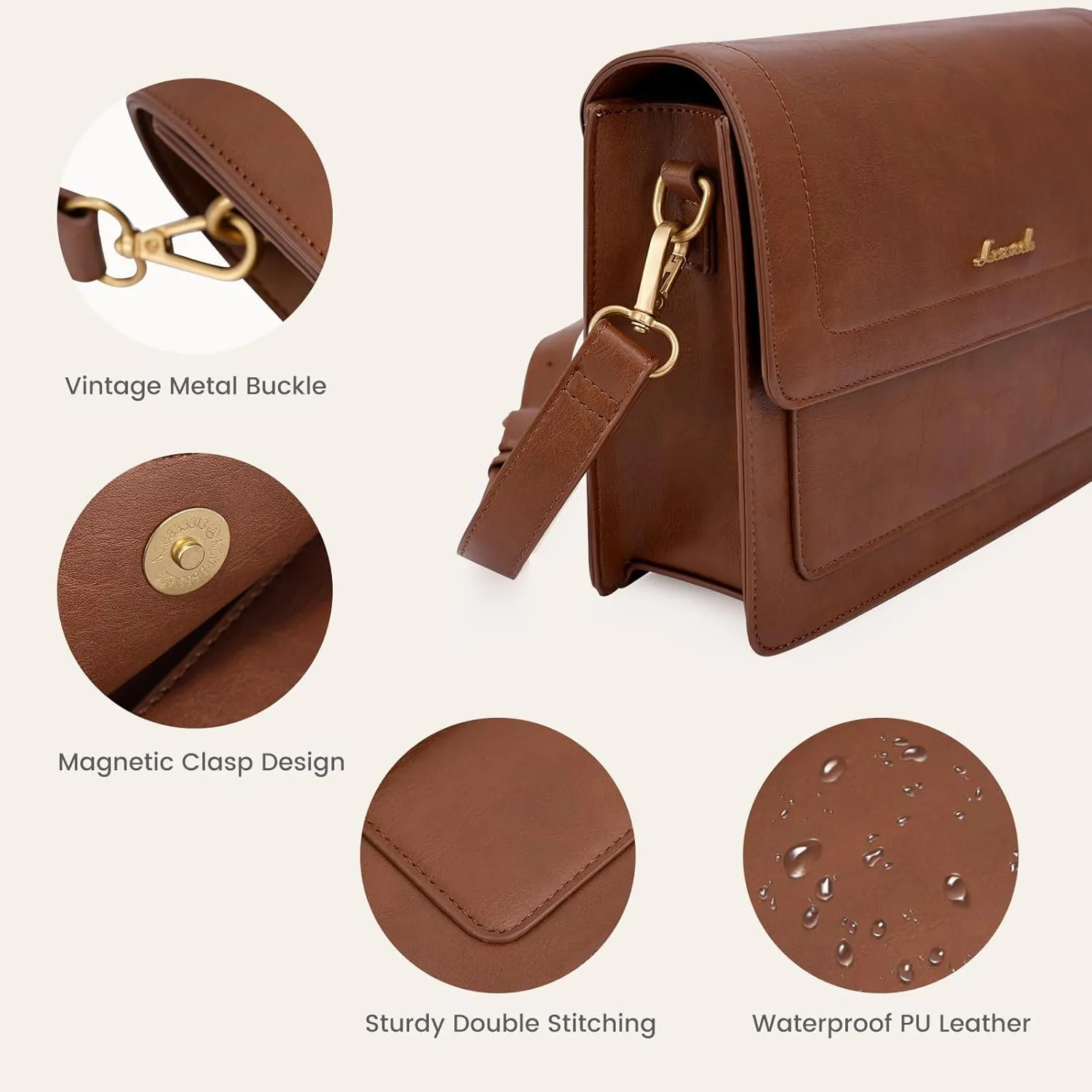 LOVEVOOK Crossbody Bags for Women,Vintage Leather Cross Body Purse,Trendy Designer Shoulder Handbags Cell Phone