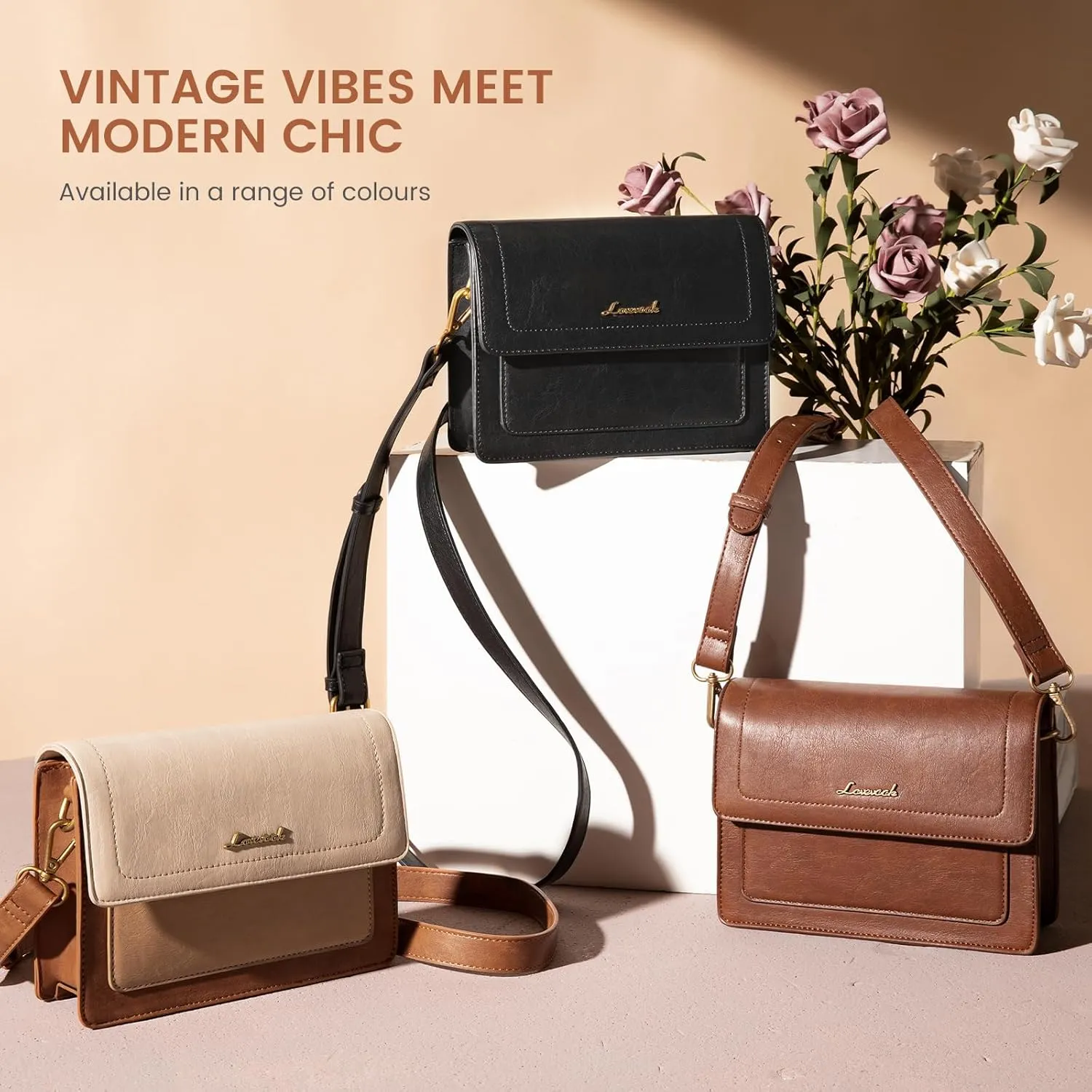 LOVEVOOK Crossbody Bags for Women,Vintage Leather Cross Body Purse,Trendy Designer Shoulder Handbags Cell Phone