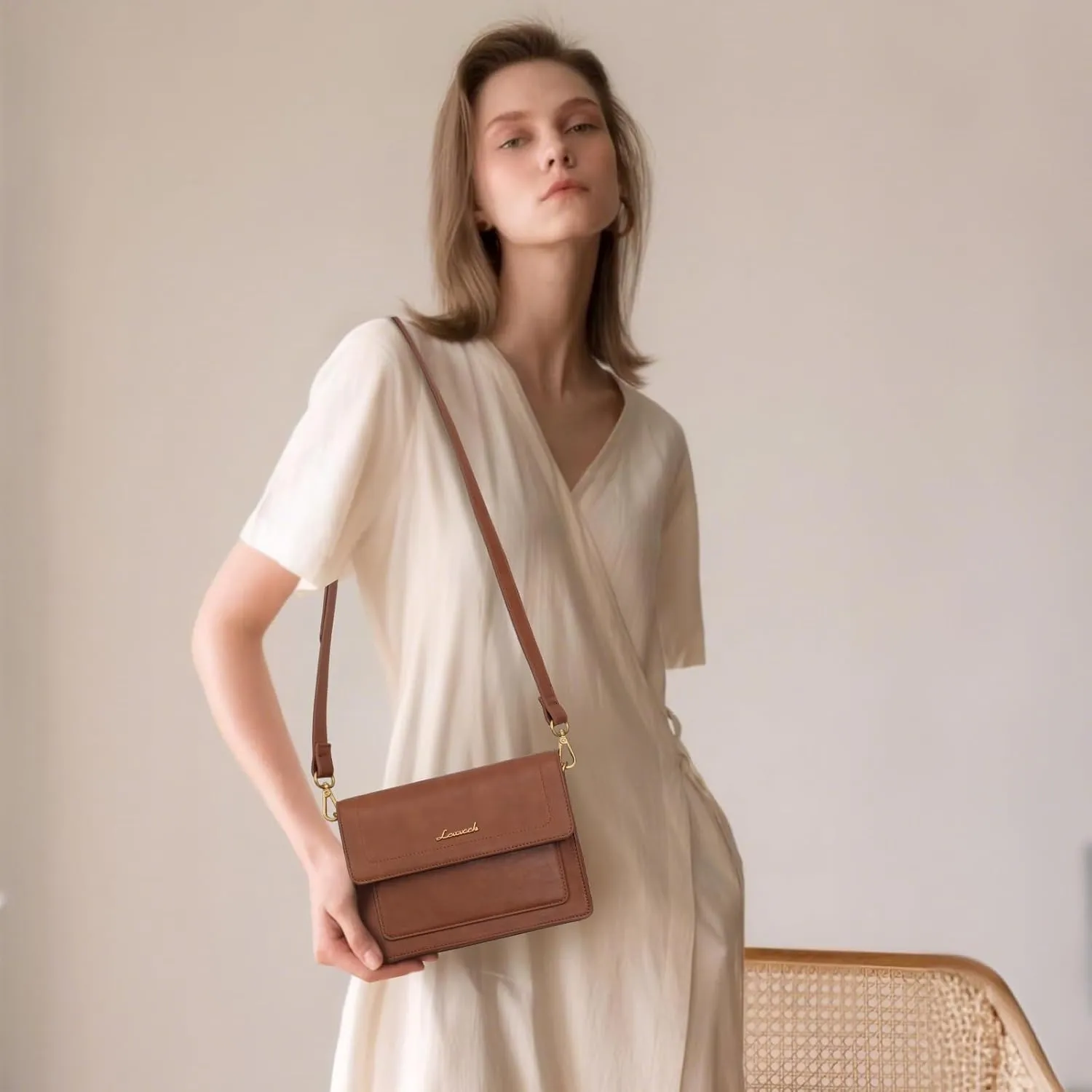 LOVEVOOK Crossbody Bags for Women,Vintage Leather Cross Body Purse,Trendy Designer Shoulder Handbags Cell Phone
