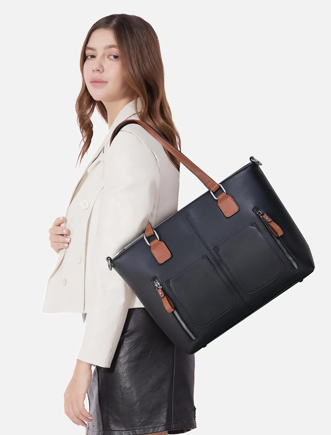 LOVEVOOK Purses Tote Bag for Women, Handbags Large Shoulder Bag, Leather Work Bags with Multi-Pockets, Designer Hobo Satchel