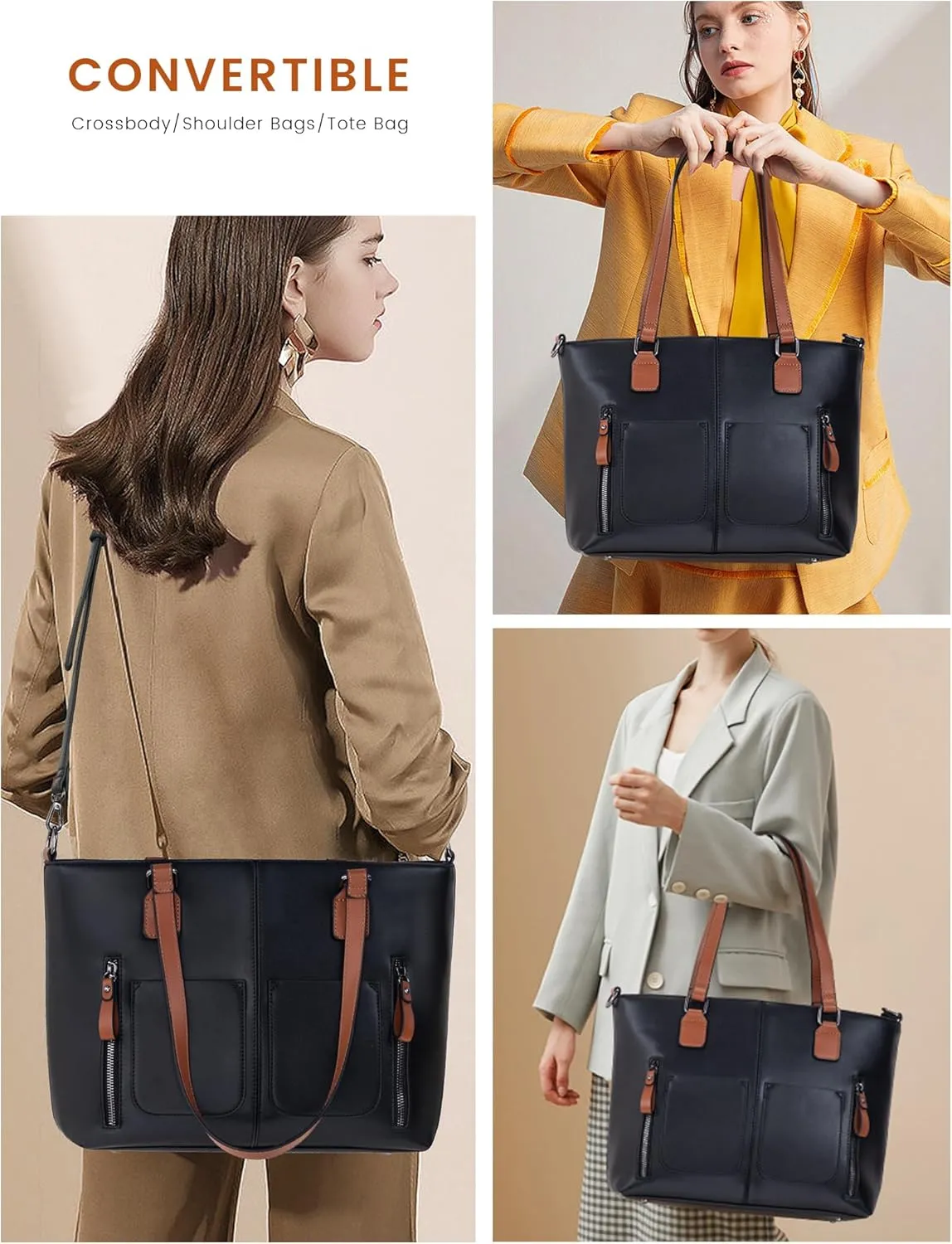 LOVEVOOK Purses Tote Bag for Women, Handbags Large Shoulder Bag, Leather Work Bags with Multi-Pockets, Designer Hobo Satchel
