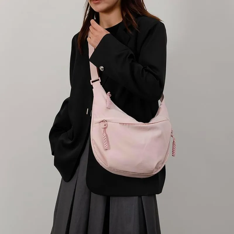 Lushandy Nylon Crossbody Bags for Women, Crescent Bag Luna Bag Casual Hobo Crossbody Purse Dumpling Bags Moon Shoulder Purse
