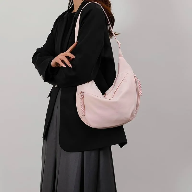 Lushandy Nylon Crossbody Bags for Women, Crescent Bag Luna Bag Casual Hobo Crossbody Purse Dumpling Bags Moon Shoulder Purse