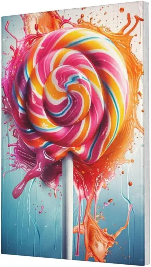 MA6GE8DE Canvas Frameless Picture Enchanting Lollipop,Classic Candy Store Decor Accessory,Children'S Room,Cafe,Man Cave,Lounge Decorative Painting,Modern Style Lollipop Oil Paintings Canvas 16x24 inch