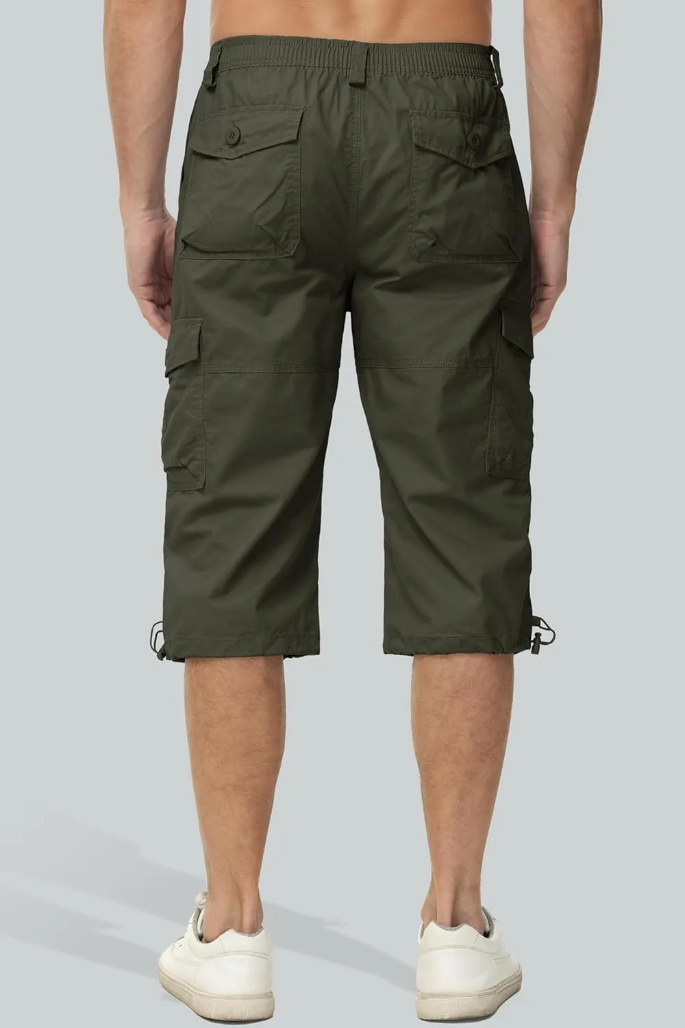 MAGCOMSEN Men's Below Knee Long Shorts Cotton Work 3/4 Cargo Capris 7 Pockets Twill Military Summer Shorts