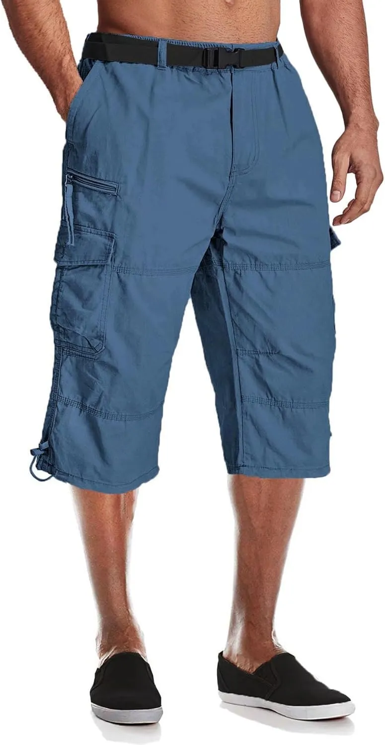 MAGCOMSEN Men's Below Knee Long Shorts Cotton Work 3/4 Cargo Capris 7 Pockets Twill Military Summer Shorts