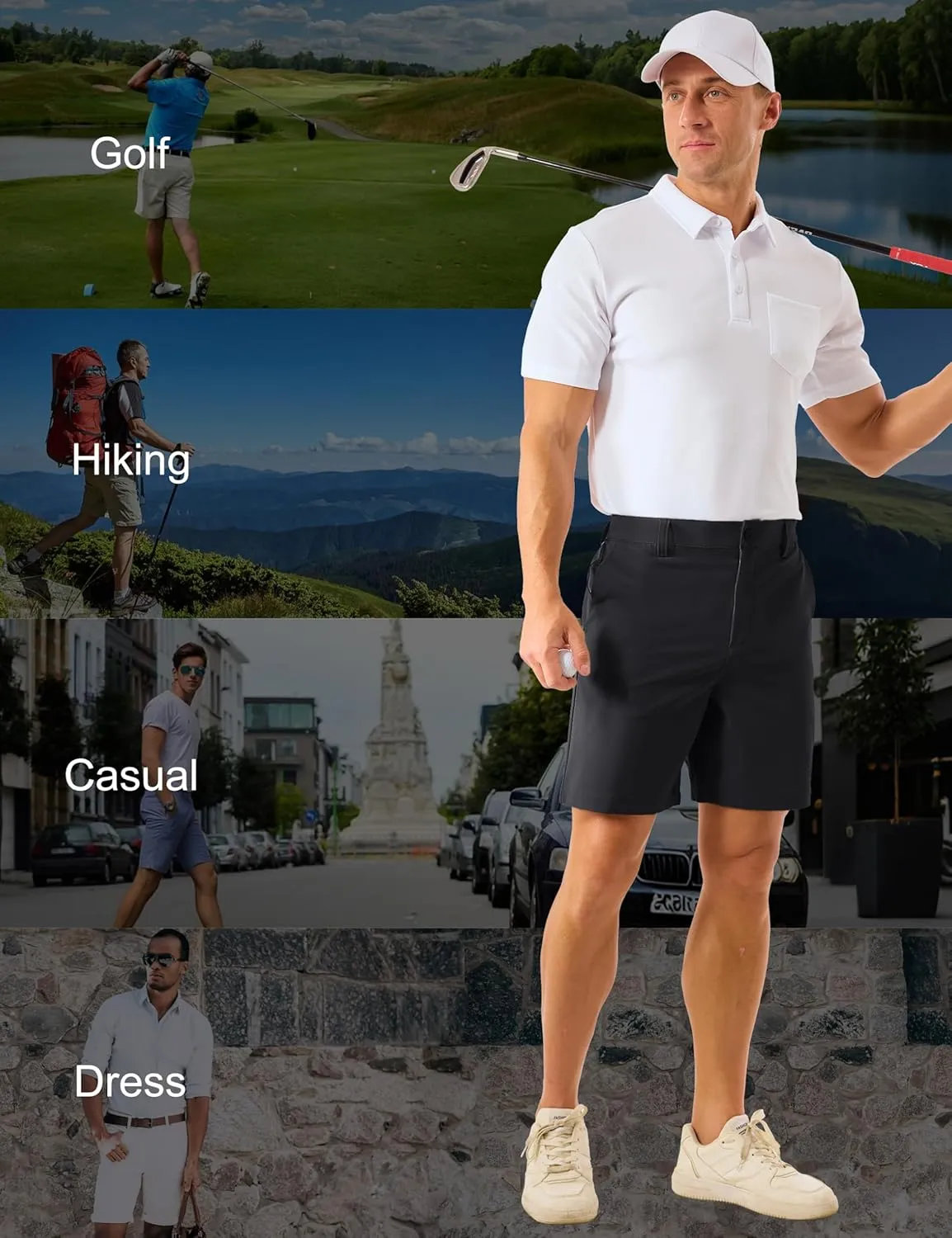MAGCOMSEN Men's Golf Shorts 7" Quick Dry Lightweight Stretch Casual Shorts with 6 Pockets Dress Work Hiking