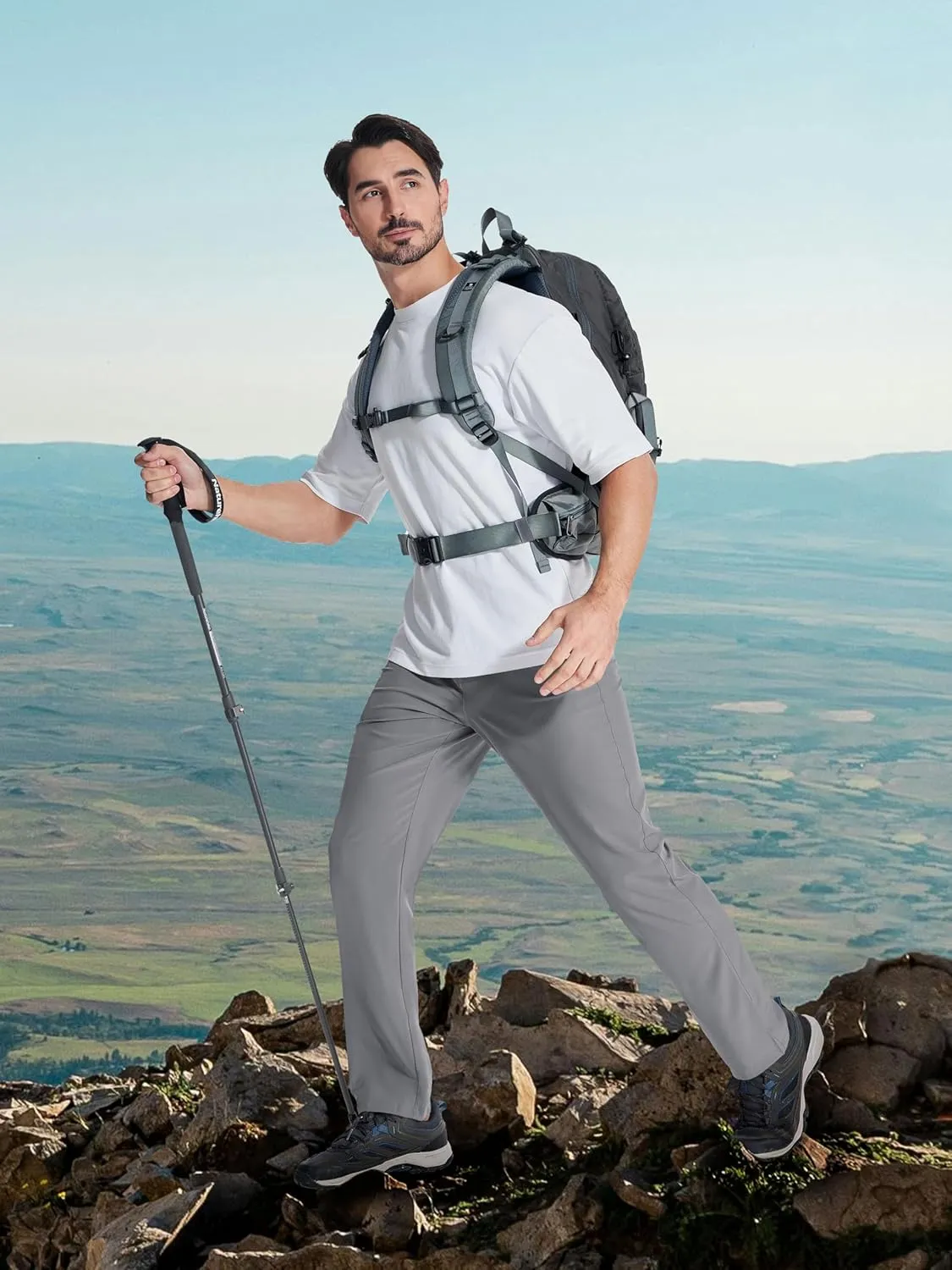 MAGCOMSEN Mens Hiking Pants Quick Dry Lightweight Water Resistant Outdoor Pants with 3 Zipper Pockets