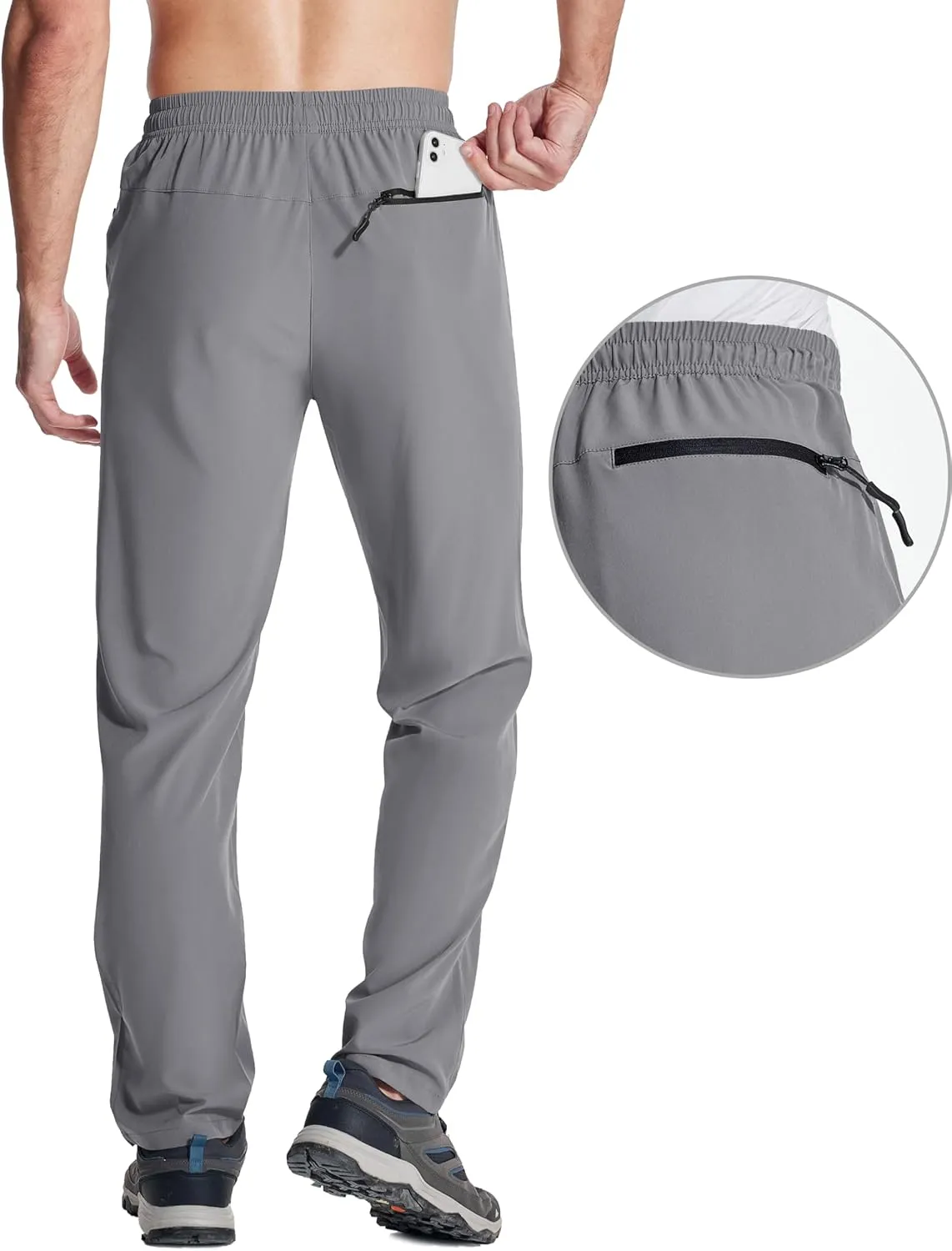 MAGCOMSEN Mens Hiking Pants Quick Dry Lightweight Water Resistant Outdoor Pants with 3 Zipper Pockets