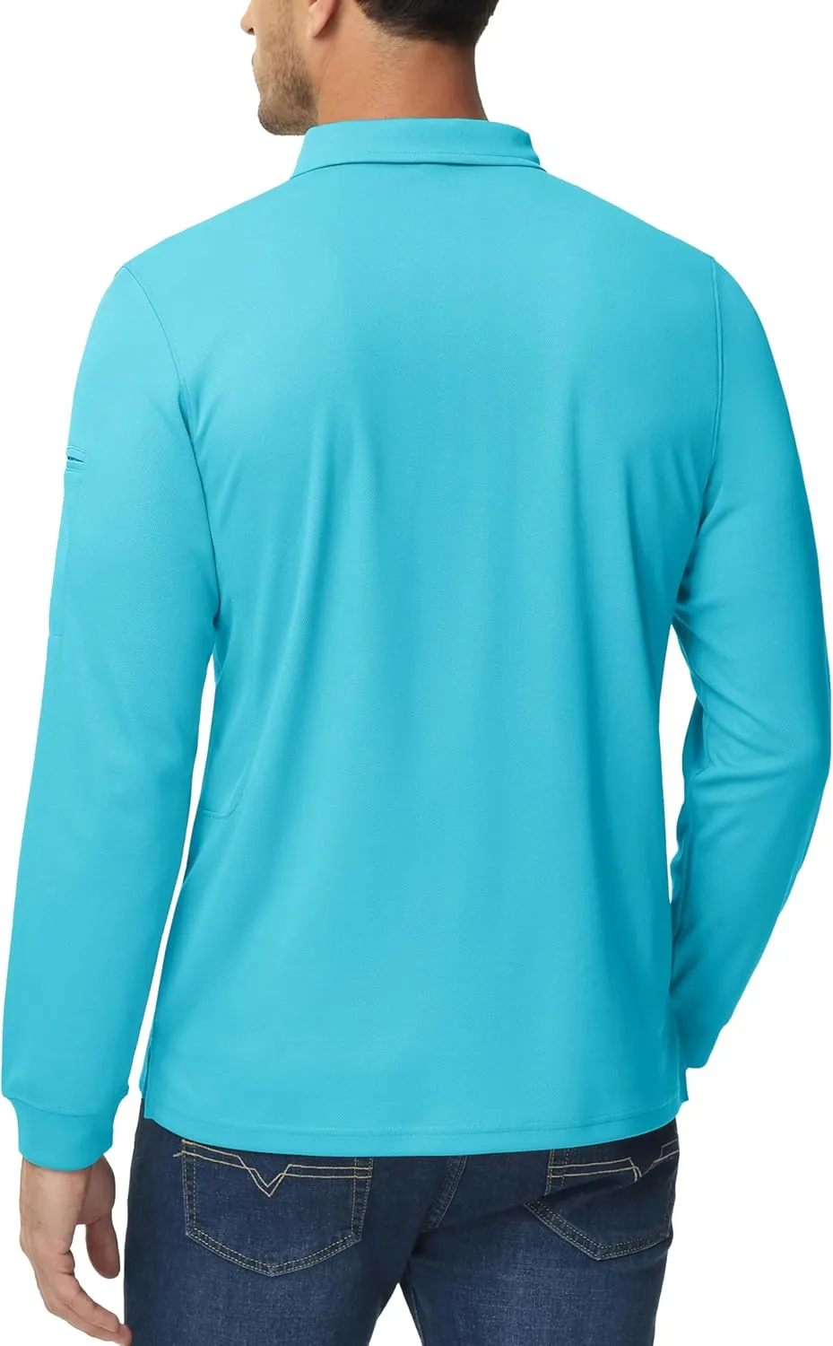 MAGCOMSEN Men's Polo Shirts 3 Button Quick Dry Performance Long Sleeve Tactical Shirts Pique Jersey Golf Shirt
