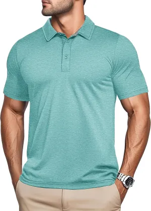 MAGCOMSEN Men's Short Sleeve Polo Golf Shirts 3-Button Moisture Wicking Athletic T-Shirts Casual Collared Shirt