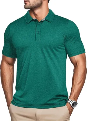 MAGCOMSEN Men's Short Sleeve Polo Golf Shirts 3-Button Moisture Wicking Athletic T-Shirts Casual Collared Shirt