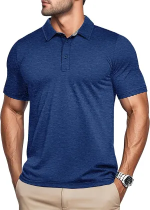 MAGCOMSEN Men's Short Sleeve Polo Golf Shirts 3-Button Moisture Wicking Athletic T-Shirts Casual Collared Shirt