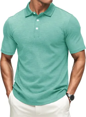 MAGCOMSEN Men's Short-Sleeve Polo,Golf Shirts for Men 3-Button Moisture Wicking,Athletic Outdoor Collared T-Shirt