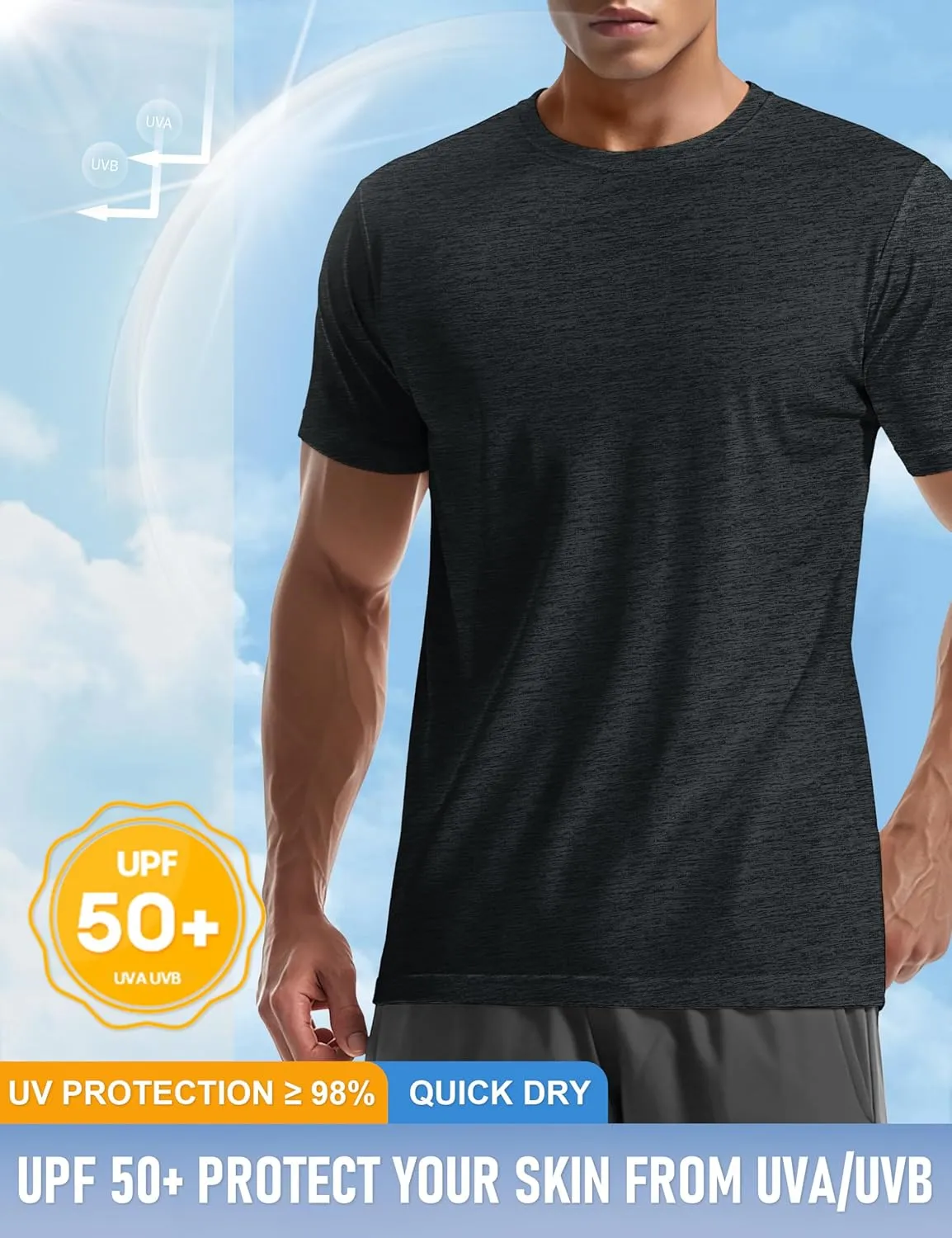 MAGCOMSEN Men's Short Sleeve Sun Protection Shirts Quick Dry Athletic T-Shirts Hiking Running Workout Gym Rash Guard