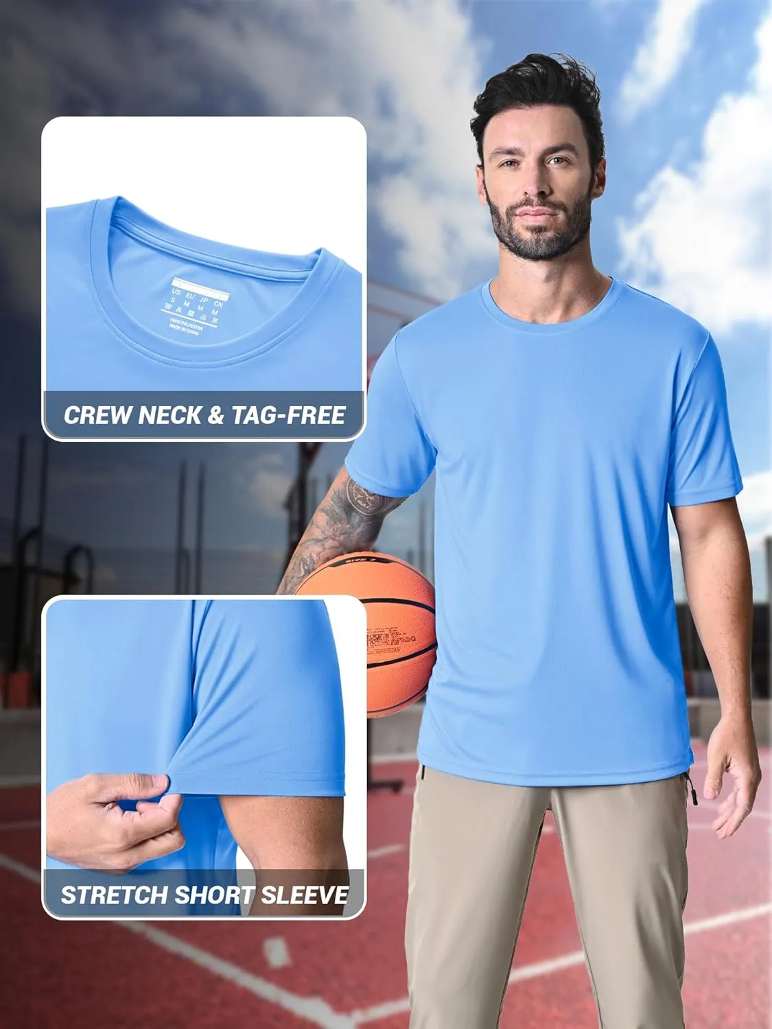 MAGCOMSEN Men's Short Sleeve UPF 50  T-Shirt Quick Dry Rash Guard Athletic Running Swim Top Tee Performance Water Shirts