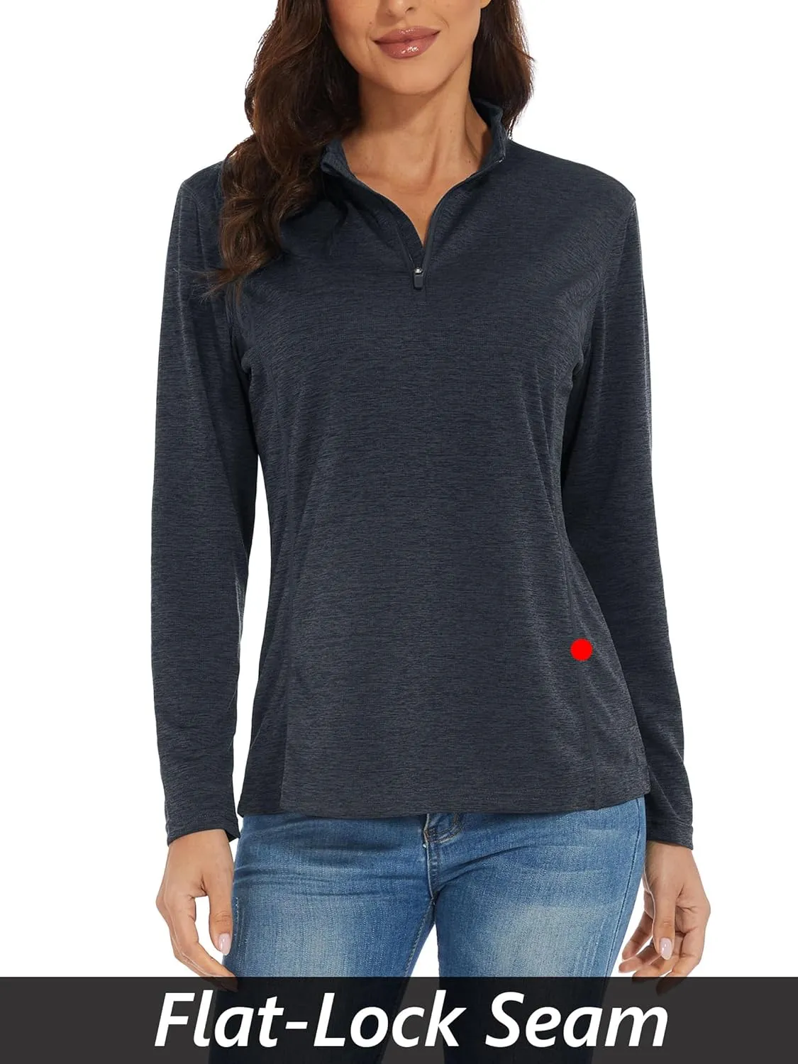 MAGCOMSEN Women's 1/4 Zip Shirts UPF 50  Sun Protection Pullover Long Sleeve Quick Dry Workout Hiking Athletic Shirts