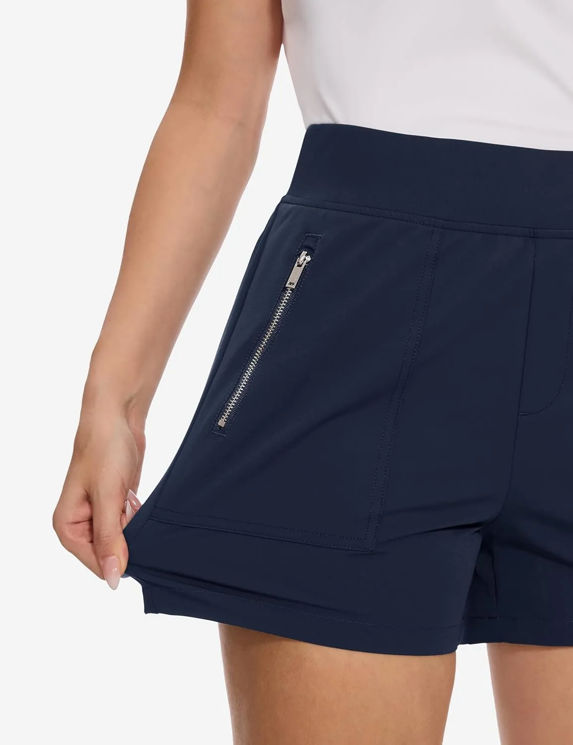 MAGCOMSEN Women's 4" High Waisted Hiking Golf Shorts 4 Pockets Ladies Comfy Summer Outdoor Casual Athletic Shorts