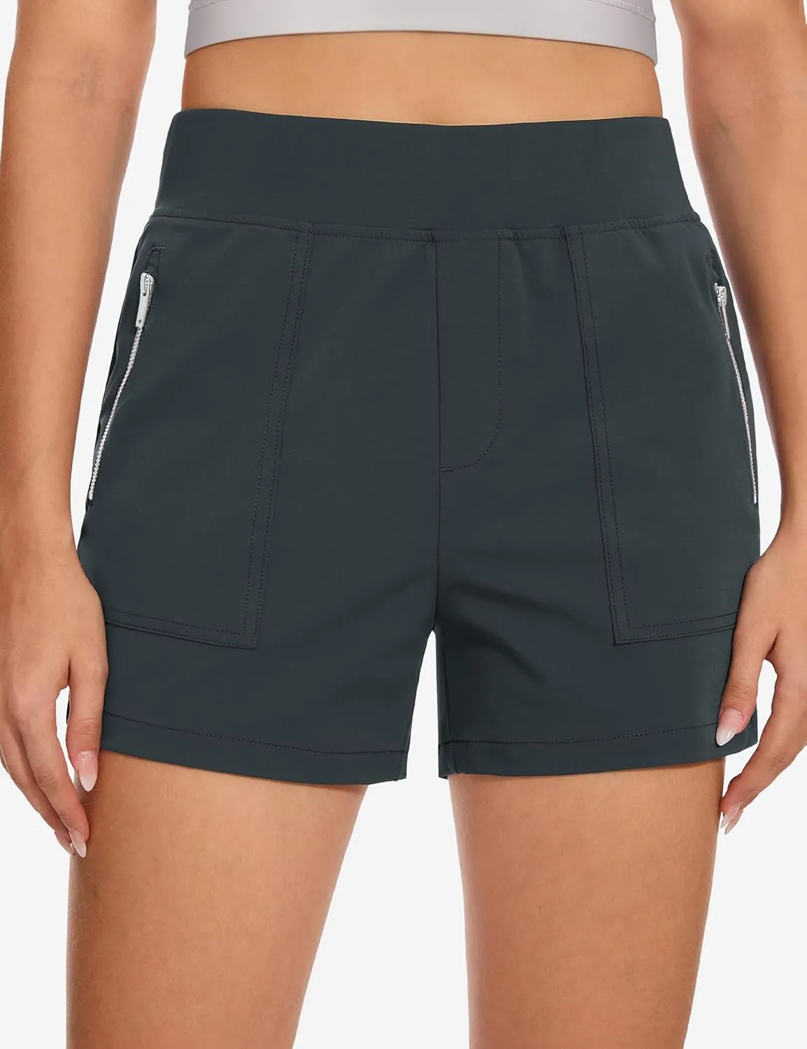 MAGCOMSEN Women's 4" High Waisted Hiking Golf Shorts 4 Pockets Ladies Comfy Summer Outdoor Casual Athletic Shorts