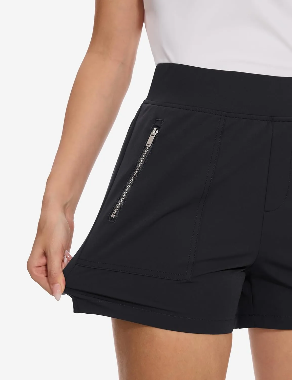 MAGCOMSEN Women's 4" High Waisted Hiking Golf Shorts 4 Pockets Ladies Comfy Summer Outdoor Casual Athletic Shorts