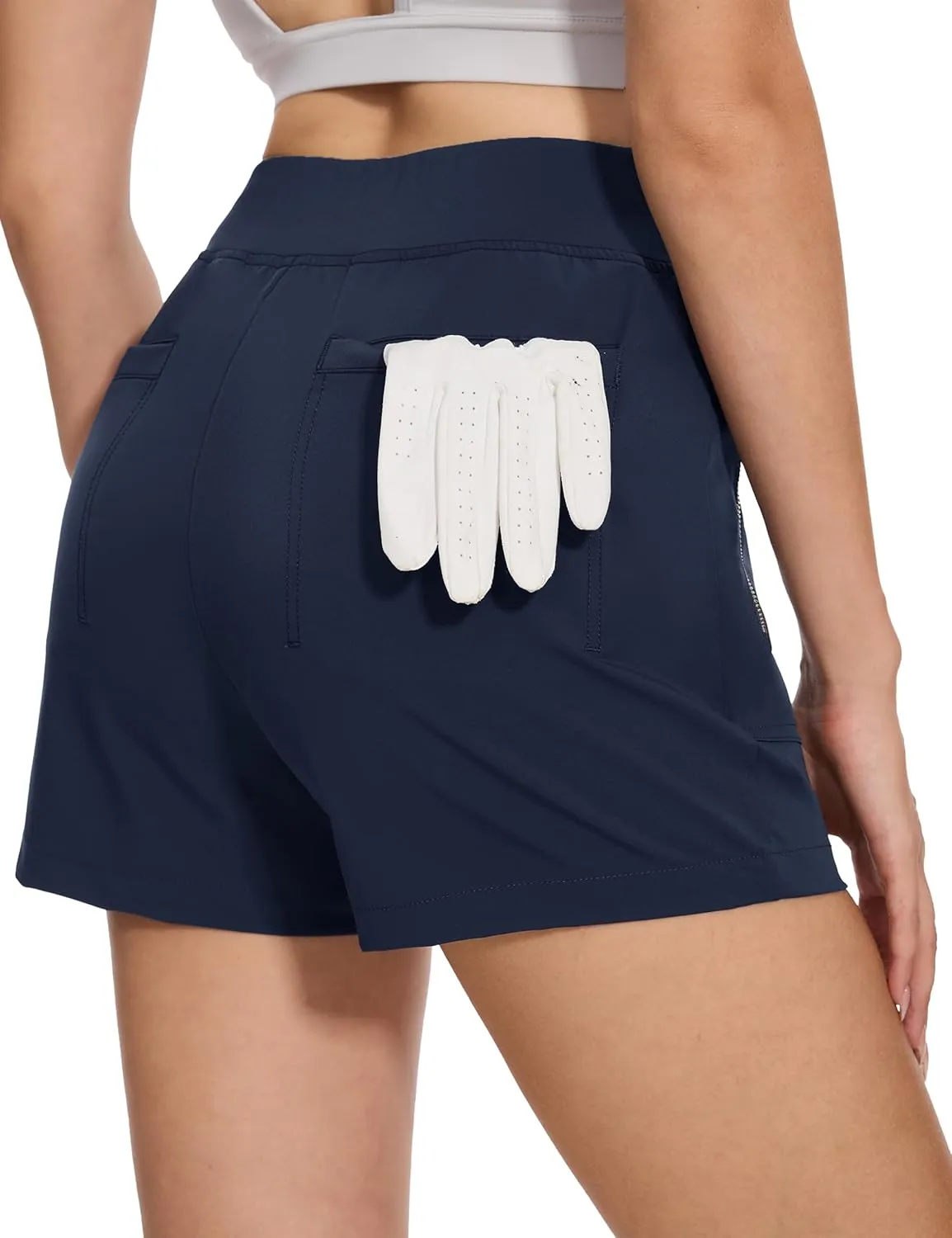 MAGCOMSEN Women's 4" High Waisted Hiking Golf Shorts 4 Pockets Ladies Comfy Summer Outdoor Casual Athletic Shorts