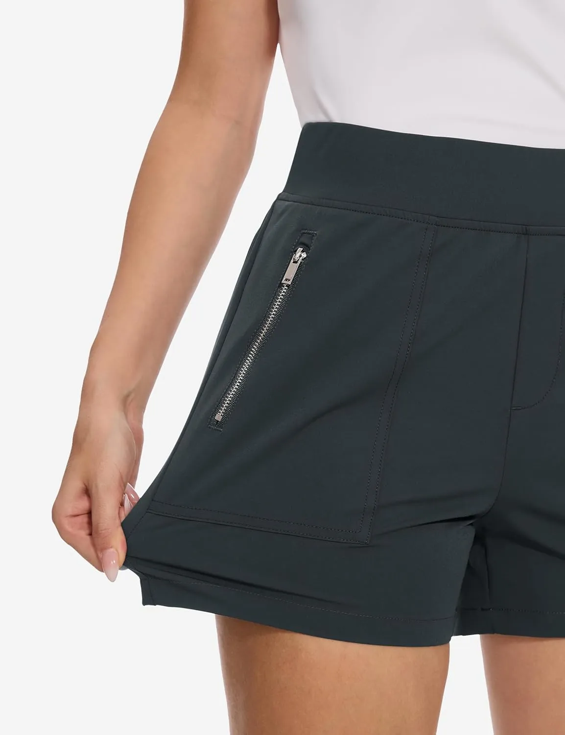 MAGCOMSEN Women's 4" High Waisted Hiking Golf Shorts 4 Pockets Ladies Comfy Summer Outdoor Casual Athletic Shorts