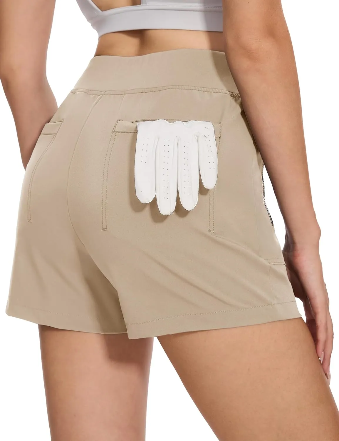 MAGCOMSEN Women's 4" High Waisted Hiking Golf Shorts 4 Pockets Ladies Comfy Summer Outdoor Casual Athletic Shorts