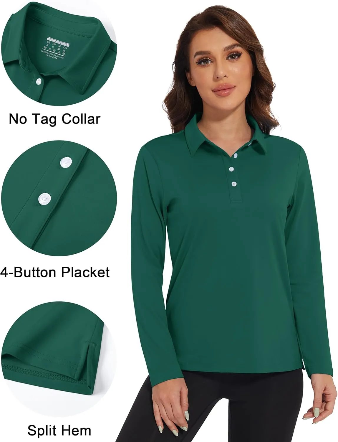 MAGCOMSEN Women's Polo Shirts Long Sleeve Golf T Shirt Quick Dry UPF 50  Sun Protection Lightweight Athletic Tennis Shirts