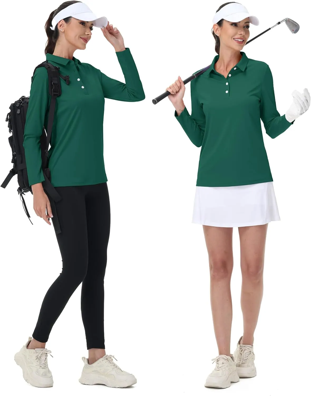 MAGCOMSEN Women's Polo Shirts Long Sleeve Golf T Shirt Quick Dry UPF 50  Sun Protection Lightweight Athletic Tennis Shirts