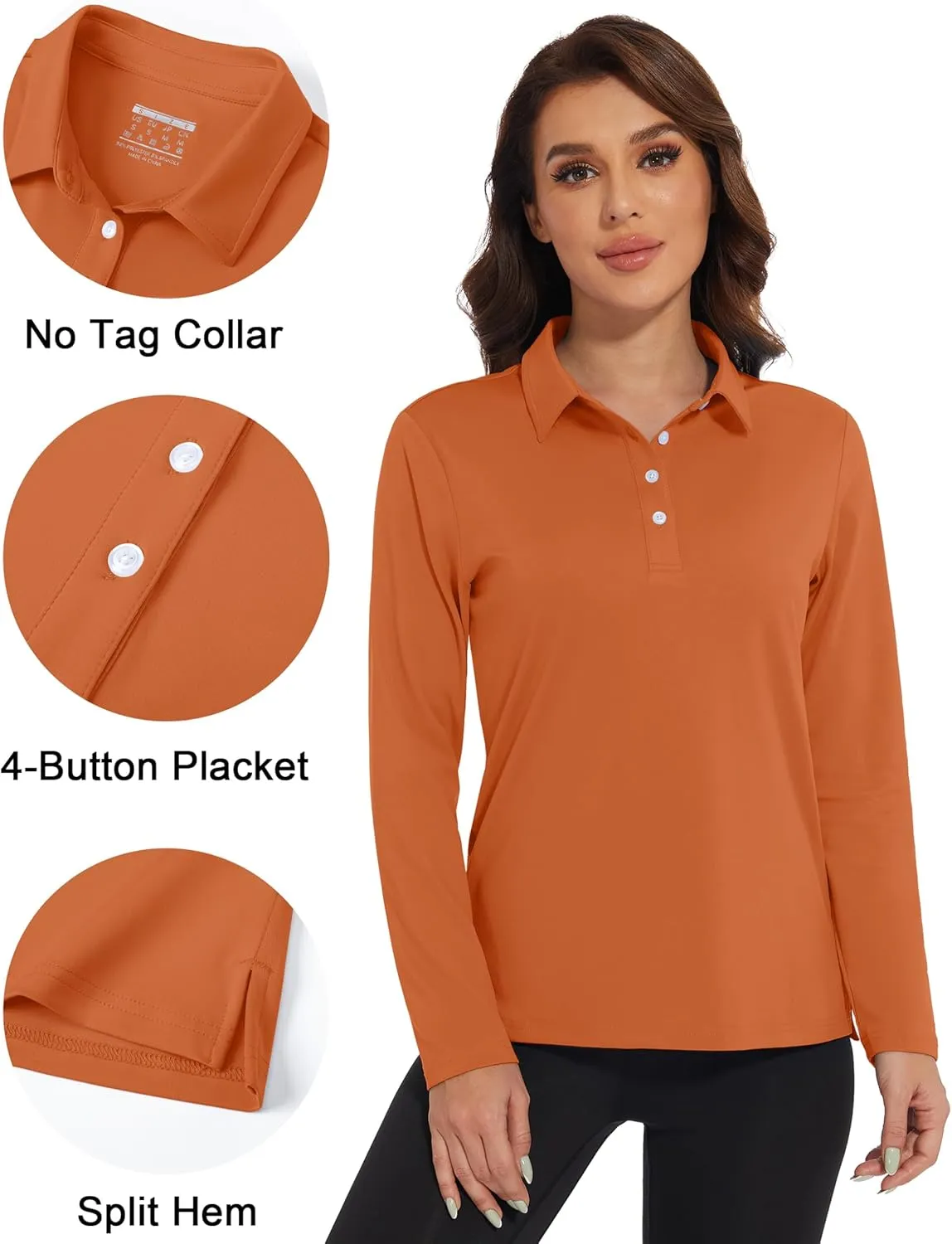 MAGCOMSEN Women's Polo Shirts Long Sleeve Golf T Shirt Quick Dry UPF 50  Sun Protection Lightweight Athletic Tennis Shirts