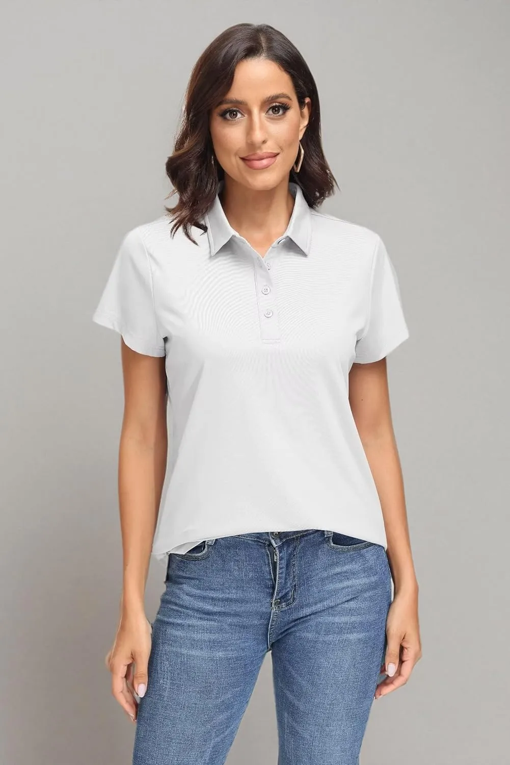 MAGCOMSEN Women's Polo Shirts UPF 50  Sun Protection 4 Buttons Casual Work Quick Dry Short Sleeve Collared Golf Shirt