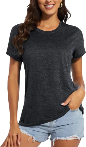 MAGCOMSEN Women's Short Sleeve Quick Dry T-Shirts Wicking Moisture Workout Athletic Running Shirts