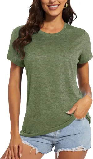 MAGCOMSEN Women's Short Sleeve Quick Dry T-Shirts Wicking Moisture Workout Athletic Running Shirts