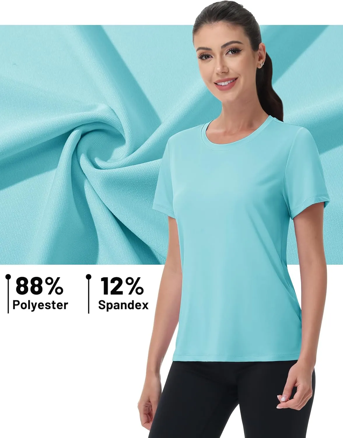 MAGCOMSEN Women's Short Sleeve Shirt UPF 80  Sun Protection T-Shirts Quick Dry Workout Gym Running Tops