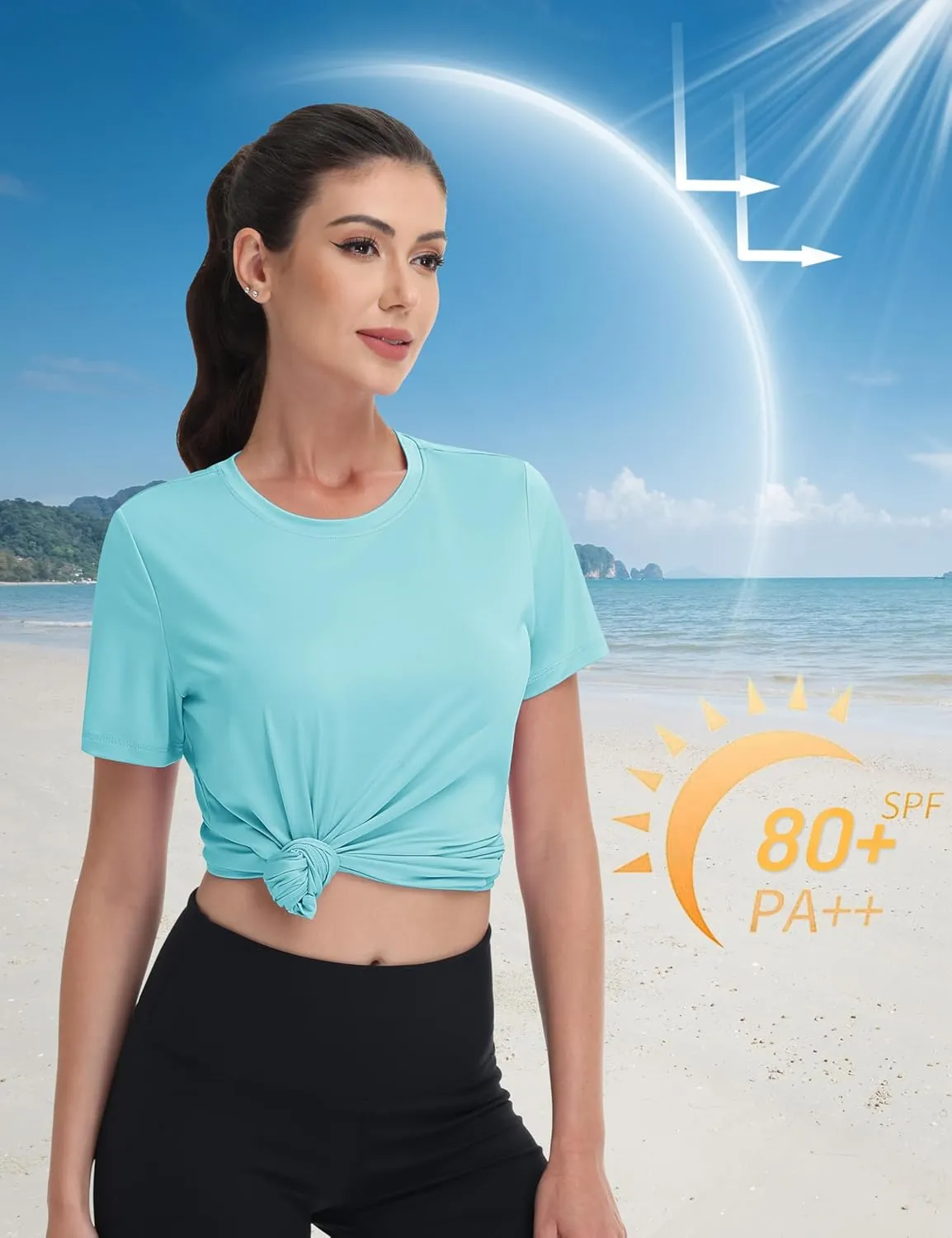 MAGCOMSEN Women's Short Sleeve Shirt UPF 80  Sun Protection T-Shirts Quick Dry Workout Gym Running Tops
