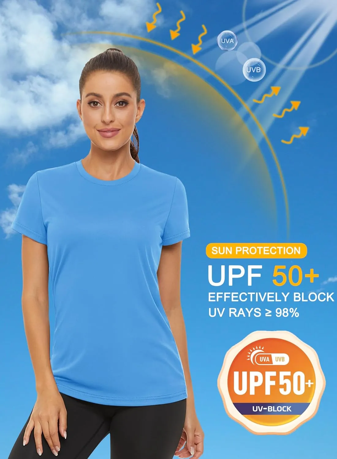MAGCOMSEN Women's Short Sleeve T-Shirts UPF 50  Sun Protection Quick Dry Athletic Running Workout Rash Guard Tops