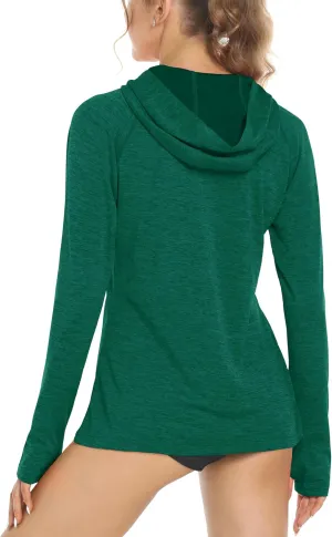 MAGCOMSEN Women's Sun Protection Hoodie Shirts UPF 50  Long Sleeve Top Quick Dry Lightweight for Hiking Athletic