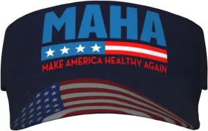 MAHA Make America Healthy Again 2025 Visor Cap Adjustable Uv Protection Sun Visor Hats Empty Top Baseball Hat for Women and Men Black