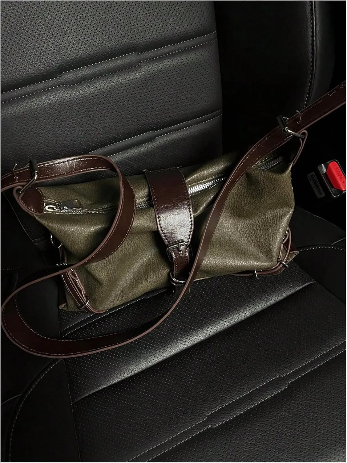 MakeMeChic Women's Buckle Shoulder Bag Y2K PU Leather Vintage Street Underarm Handbags Purse