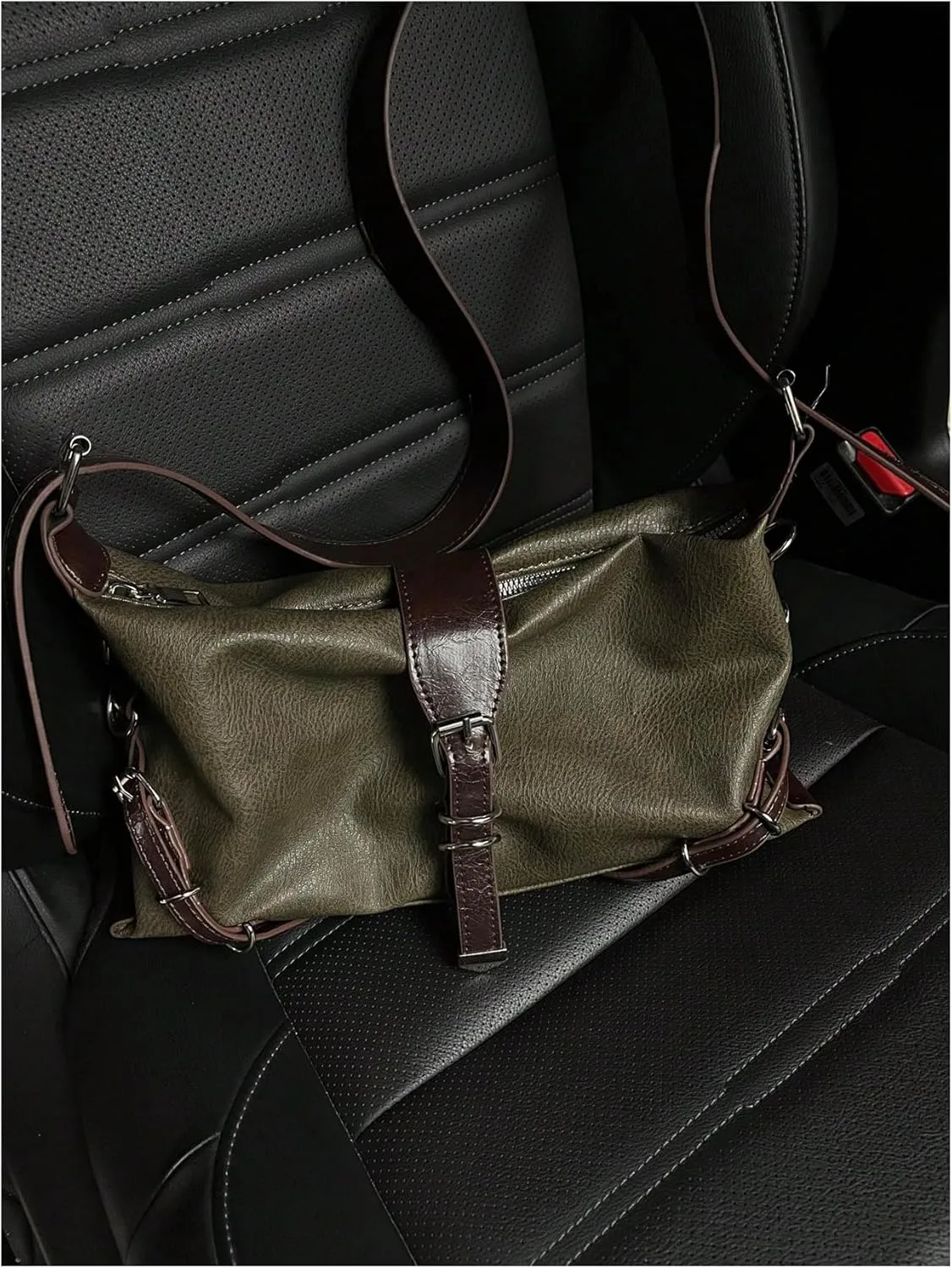 MakeMeChic Women's Buckle Shoulder Bag Y2K PU Leather Vintage Street Underarm Handbags Purse