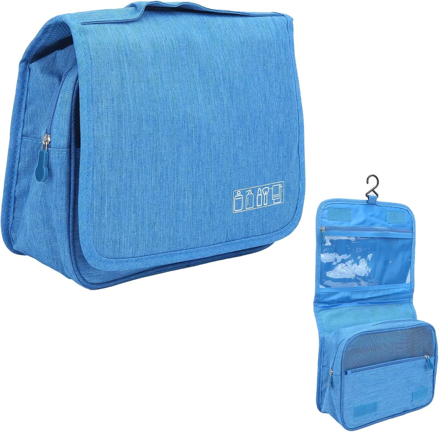 Makeup Organiser Bag Hanging Toiletry Bags Travel Cosmetic Bag For Travel Air Permeable Mesh Multiple Compartments Polyester (Blue)