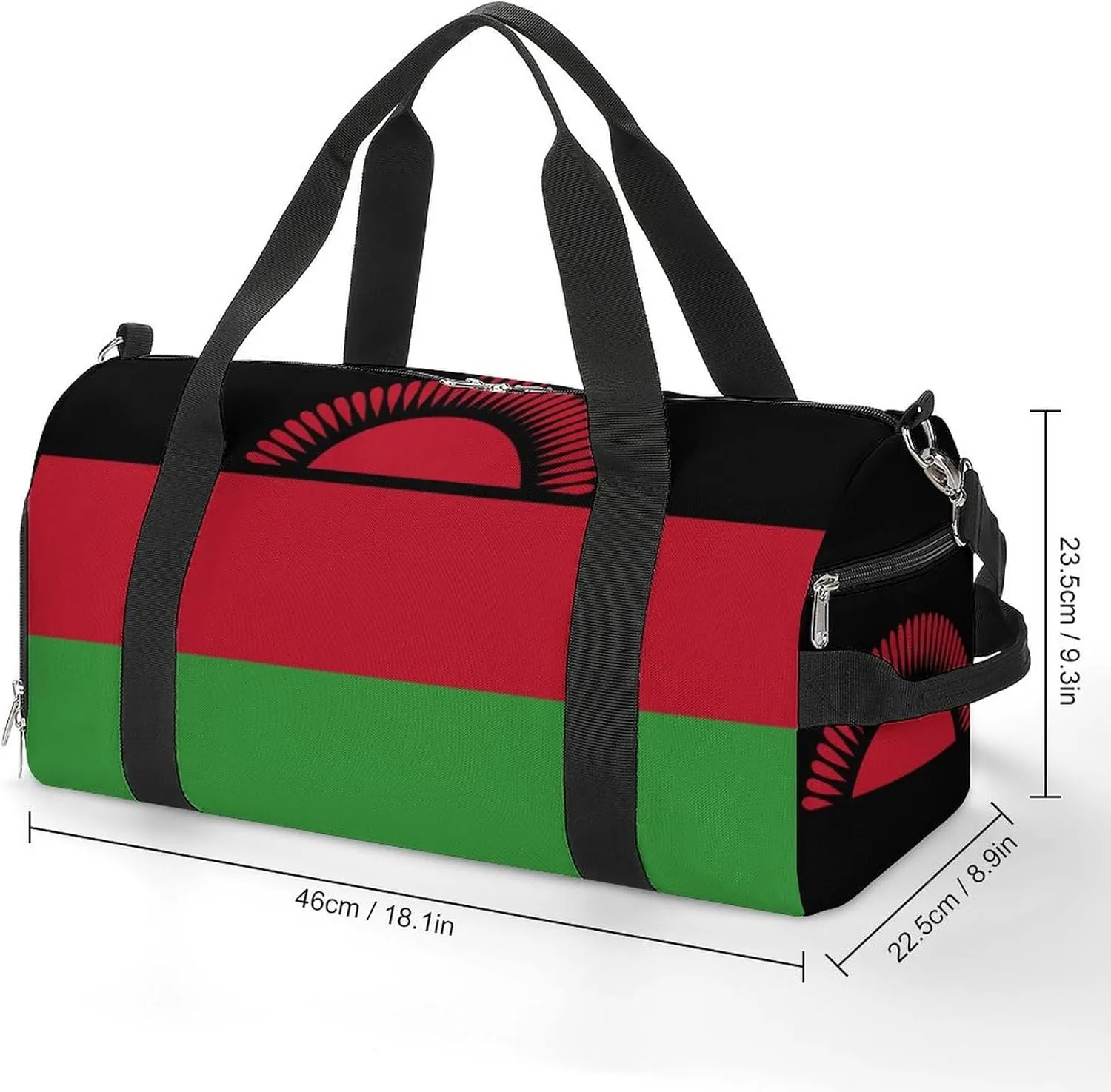 Malawi Flag Gym Duffel for Boys Girls with Shoe Compartment and Wet Pocket