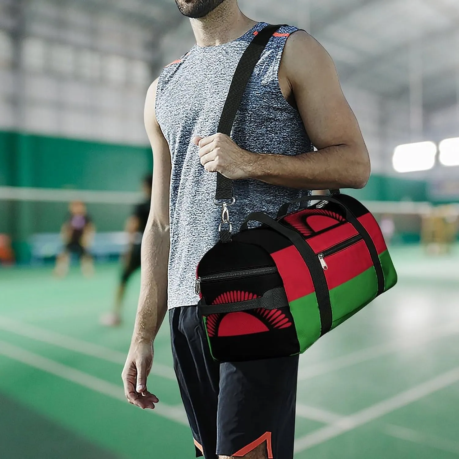 Malawi Flag Gym Duffel for Boys Girls with Shoe Compartment and Wet Pocket