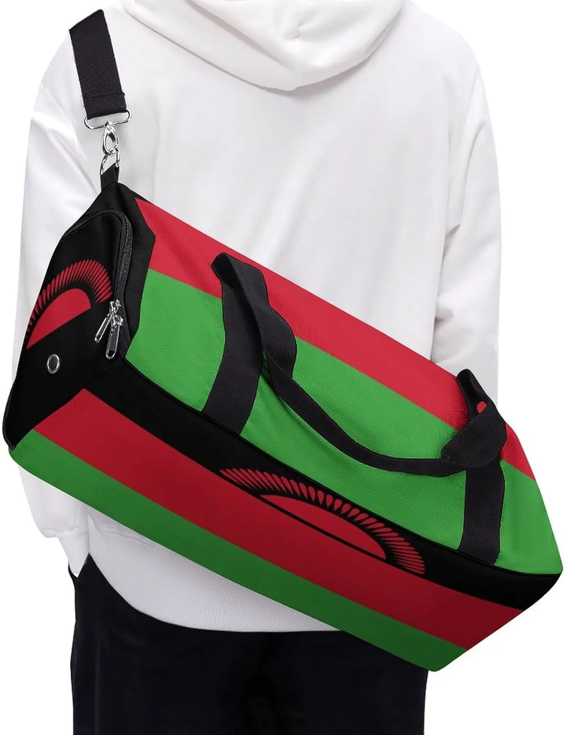 Malawi Flag Gym Duffel for Boys Girls with Shoe Compartment and Wet Pocket
