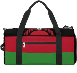 Malawi Flag Gym Duffel for Boys Girls with Shoe Compartment and Wet Pocket