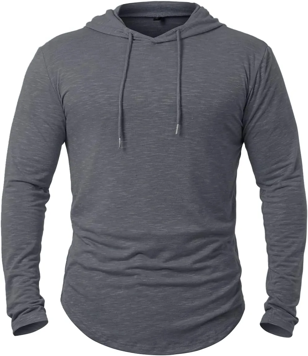 MANSDOUR Men's Athletic Hooded Shirts Long Sleeve Workout Sport Hoodie Casual Running T Shirt Quick Dry Pullover Top