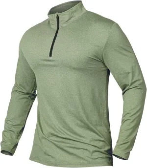 MANSDOUR Men's Quick-Dry Active Sports Shirts Quarter Zip Long Sleeve Running Pullover Tops Outdoor Sweatshirt